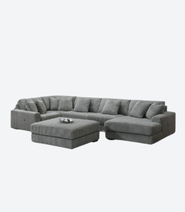  Gray Corduroy Sectional Sofa
