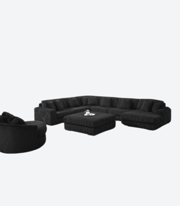  Black Corduroy Sectional Sofa
